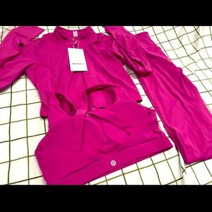 NWT Pink Lululemon Athletica Leggings Set LARGE